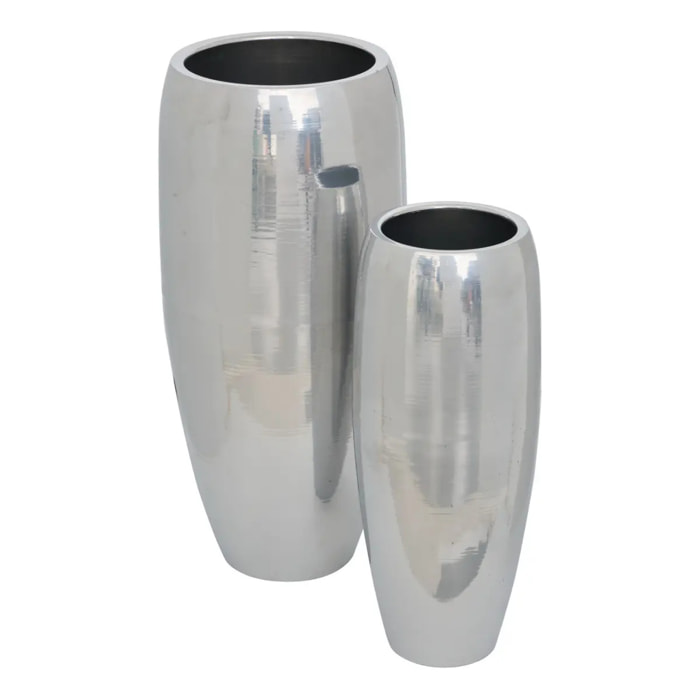2 Caches-pot Reso en Acier 33x33x70cm Argent