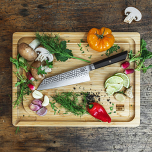 Couteau Santoku Bunka | Lame 170 mm - Acier Inoxydable | Lame Japonaise 440C