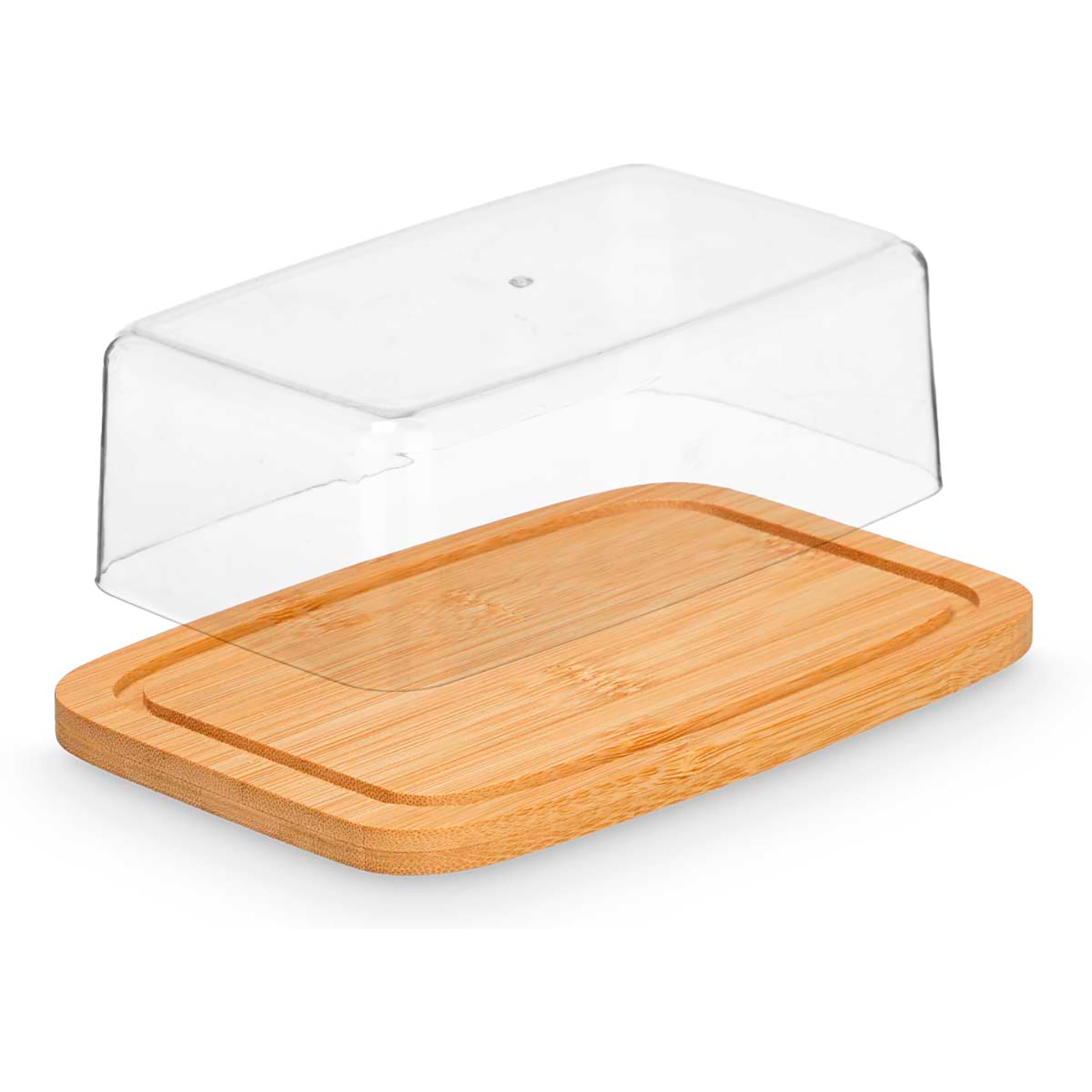 Mantequillera con cubierta con base de bambu.