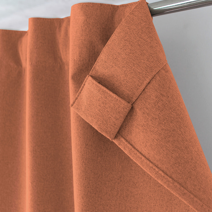 Rideau occultant aspect chambray - Terracotta