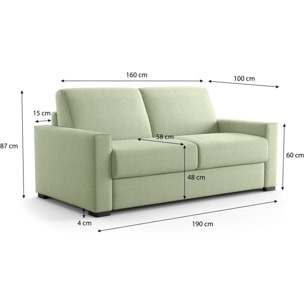 Canapé droit convertible 3 places en tissu chenille - ouverture express - ANZIO