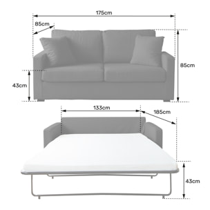 Canapé 3 places convertible beige BASTIEN