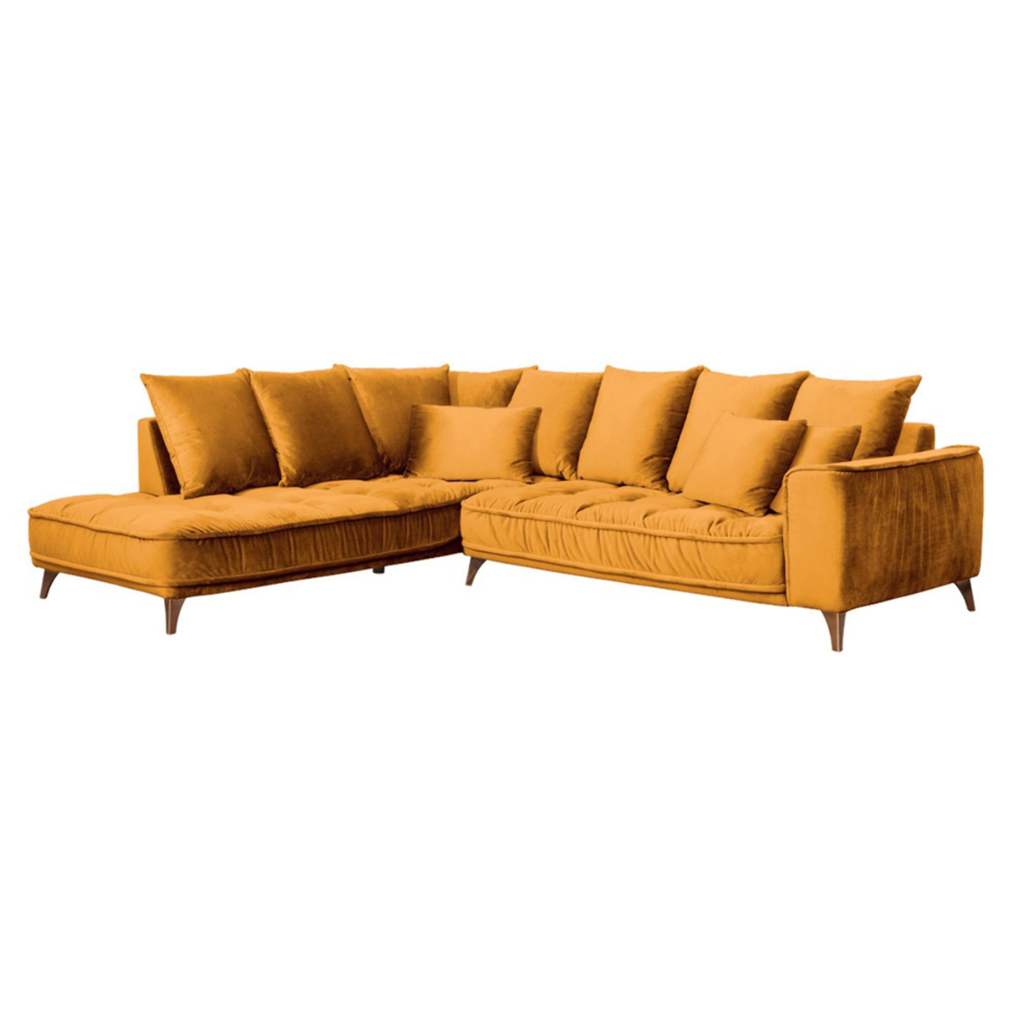 Canapé d'Angle Gauche Velours Altamo, 4 Places, Housse Déhoussable, Style Scandinave