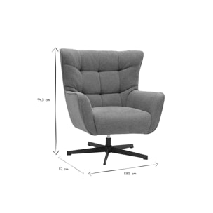 Fauteuil scandinave pivotant en tissu effet velours texturé terre brûlée et métal AVERY