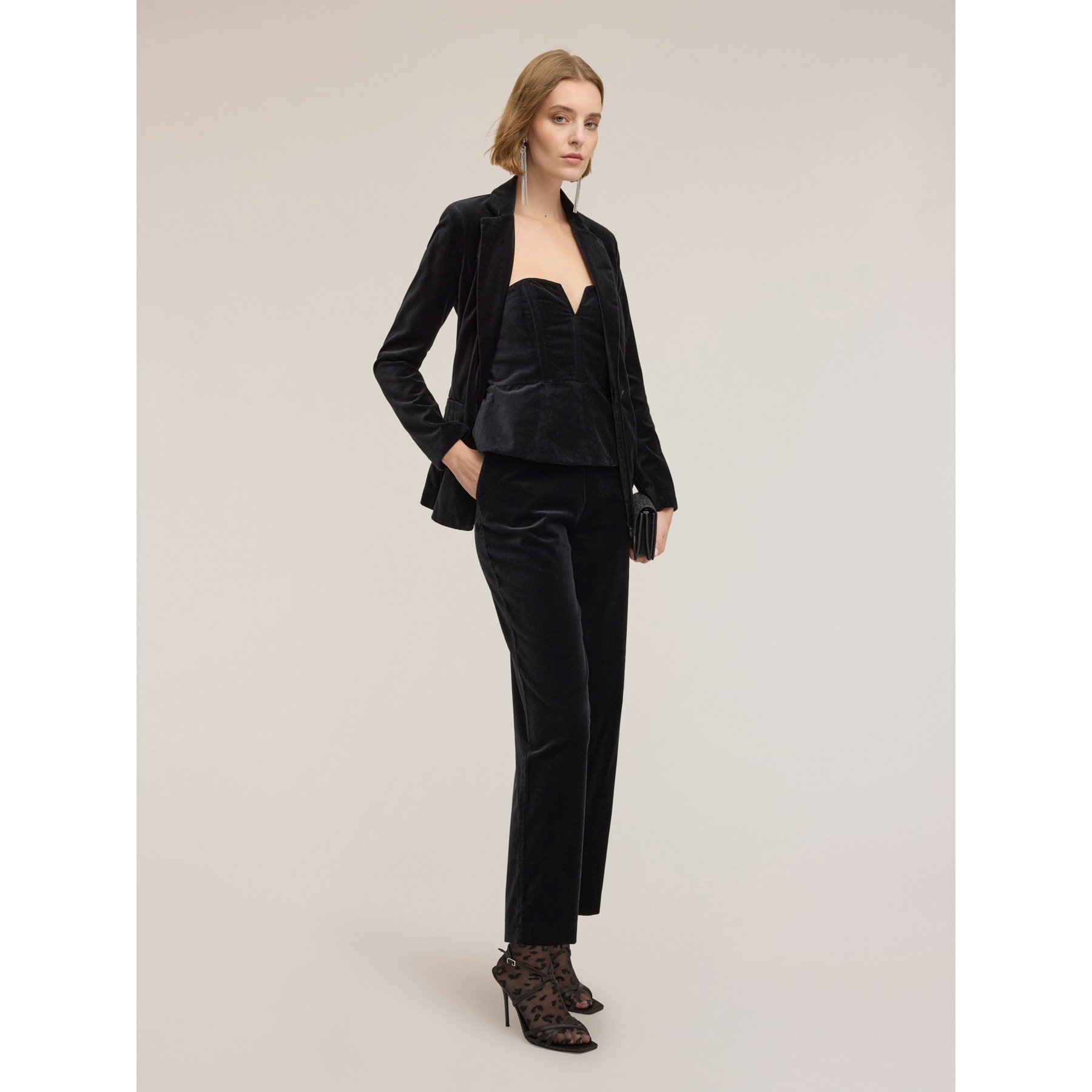 Motivi - Pantalones de terciopelo liso - Negro