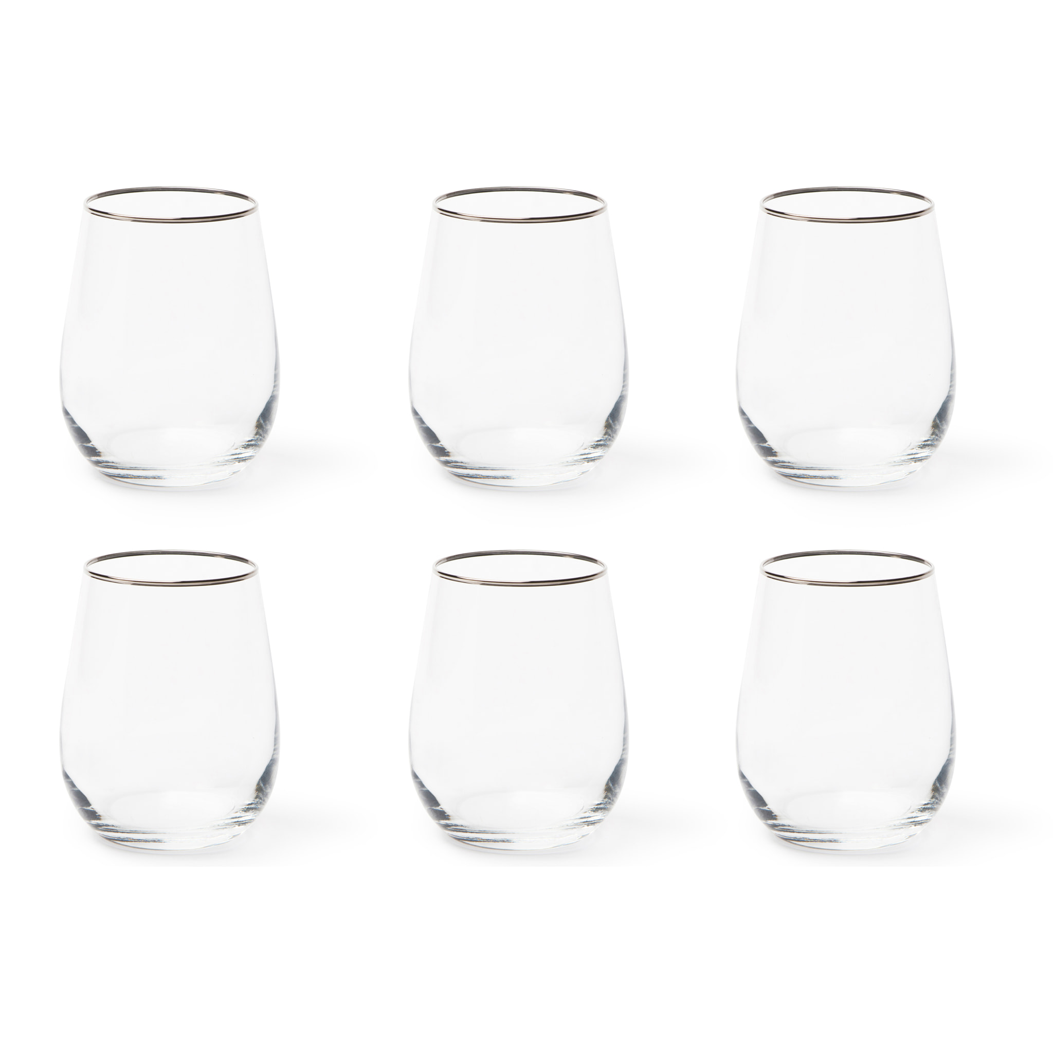 Set 6 Bicchieri Excelsa – Platinum, Vetro Trasparente