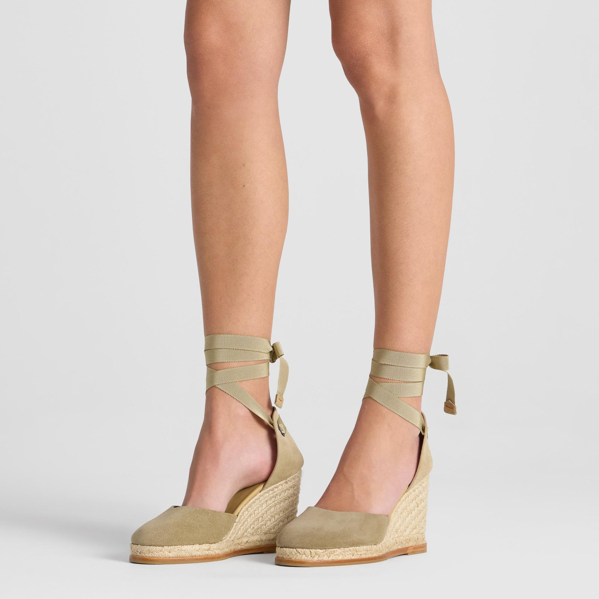 Alpargata Camila cuña de yute con doble plataforma en serraje y piso de cuero