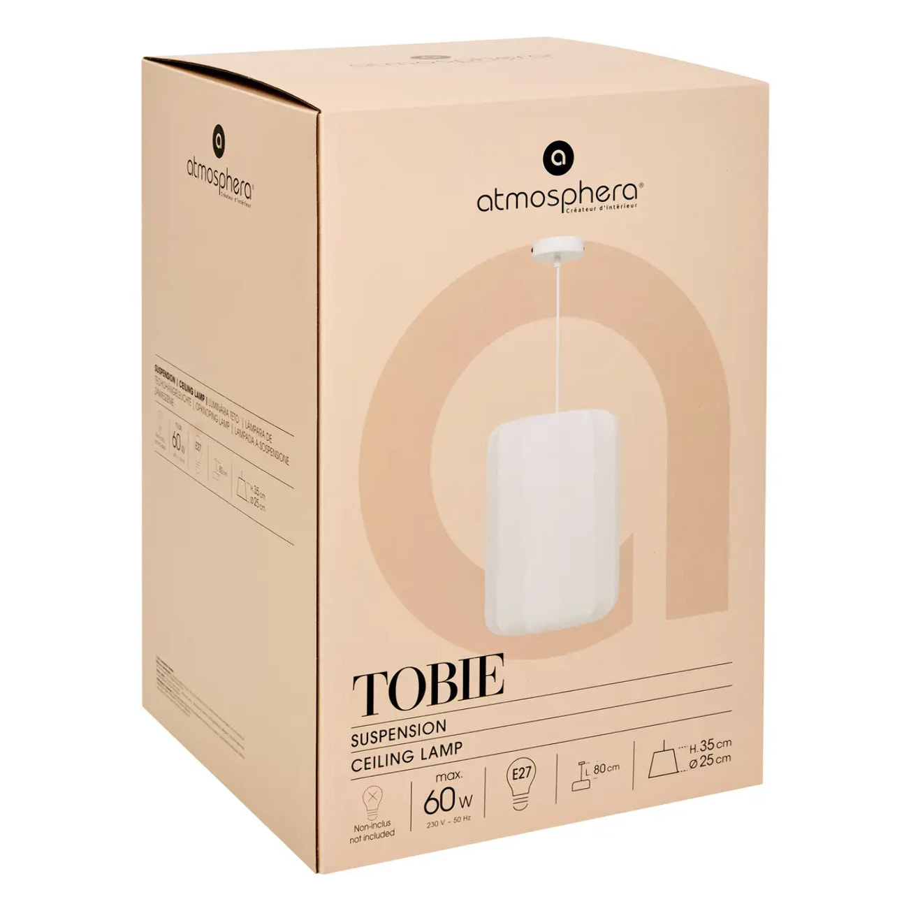 Suspension "Tobie" coton blanc D25cm