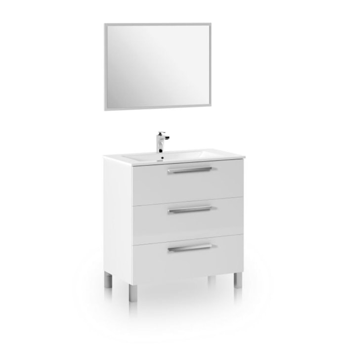 Pack de baño con lavabo cerámico Feel Blanco Brillo