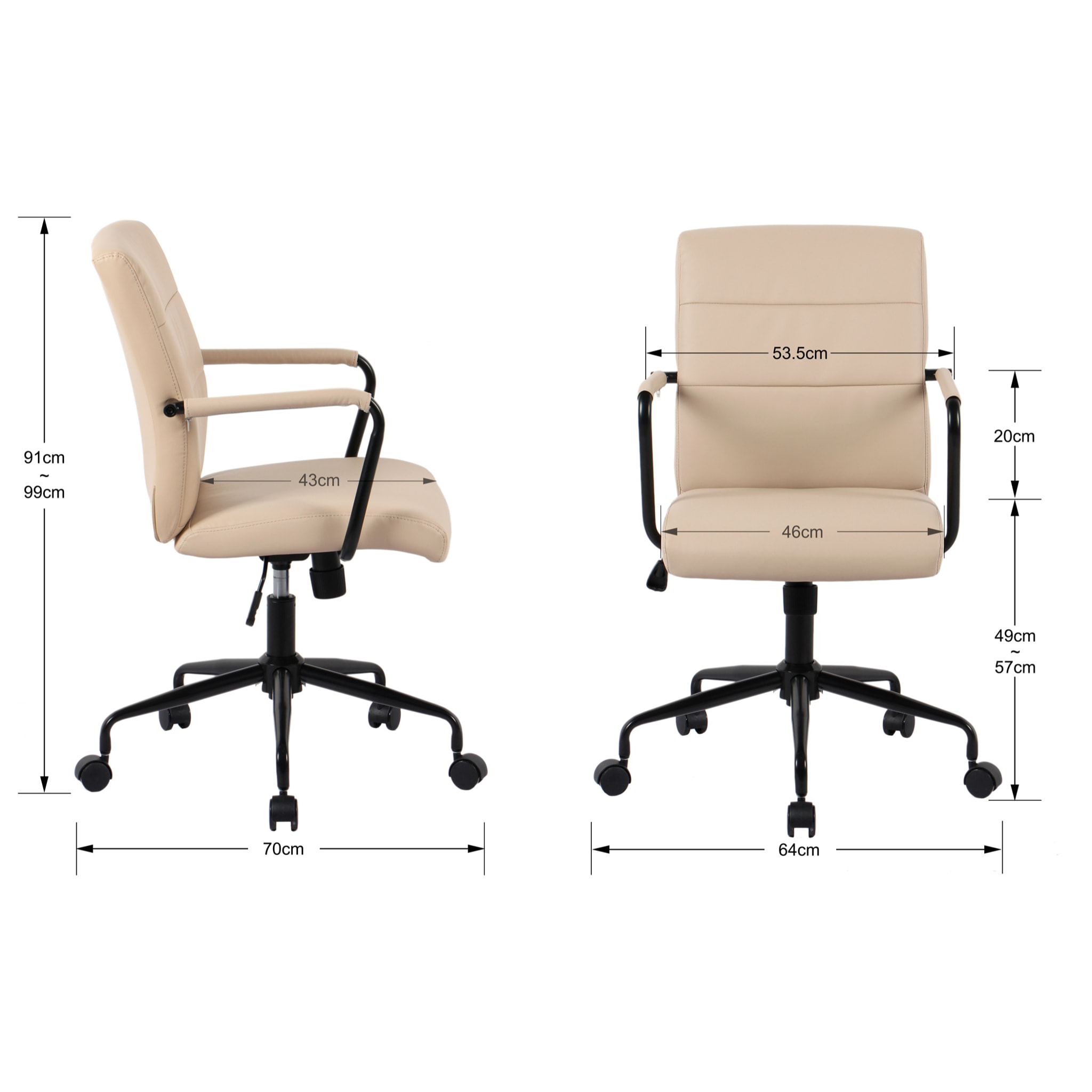 Silla de estudio Oli polipiel beige 99x64x70 cm