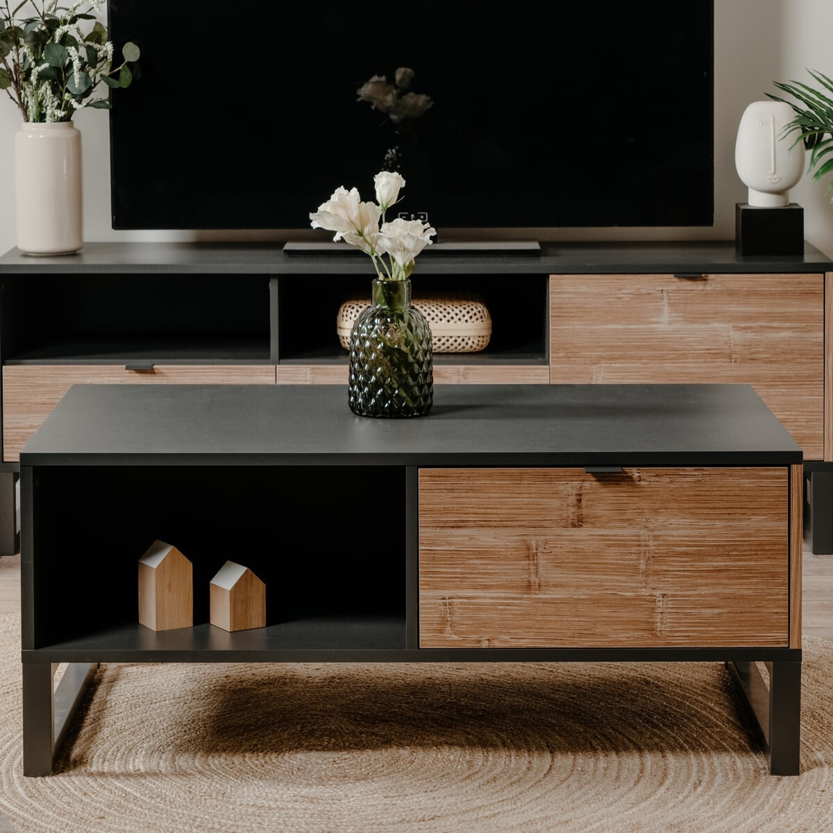 Table basse 1 tiroir effet chêne - PALMA