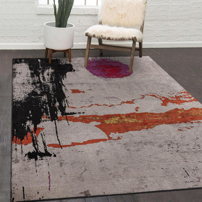 Tapis kilim tissé en coton motif abstrait RIHU