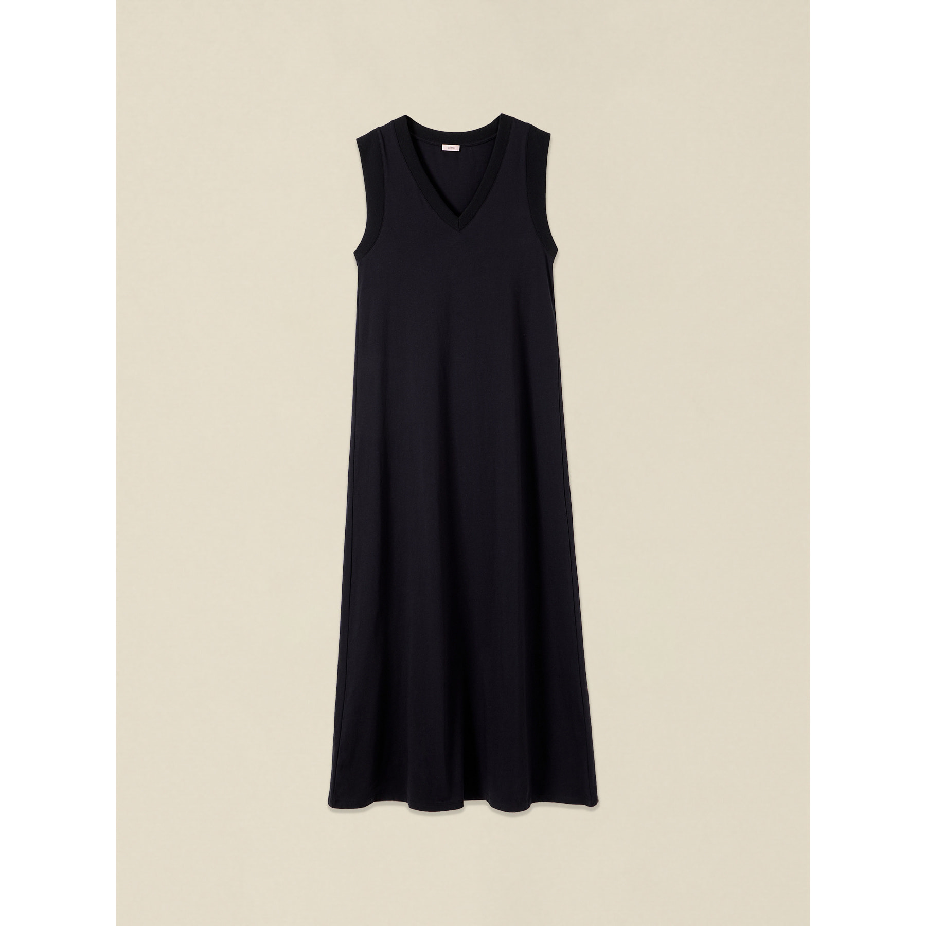 Oltre - Vestito lungo in cotone con scollo a V - Nero