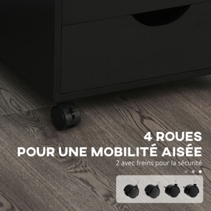 Caisson bureau 5 tiroirs mobile dim. 40x40x67cm noir