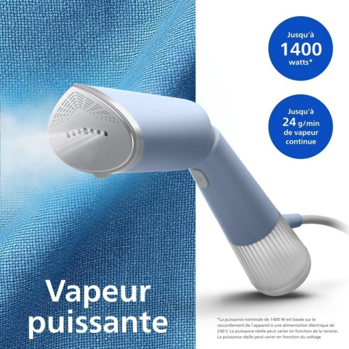 Défroisseur vapeur PHILIPS STH5020/20 Steamer Série 5000 Bleu clair, 35 sec*, 1300W