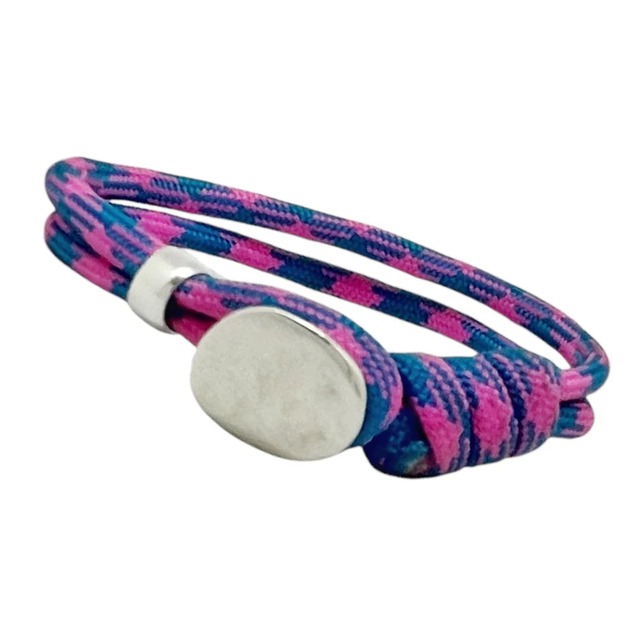 Pulsera Boton paracord rosa y plata