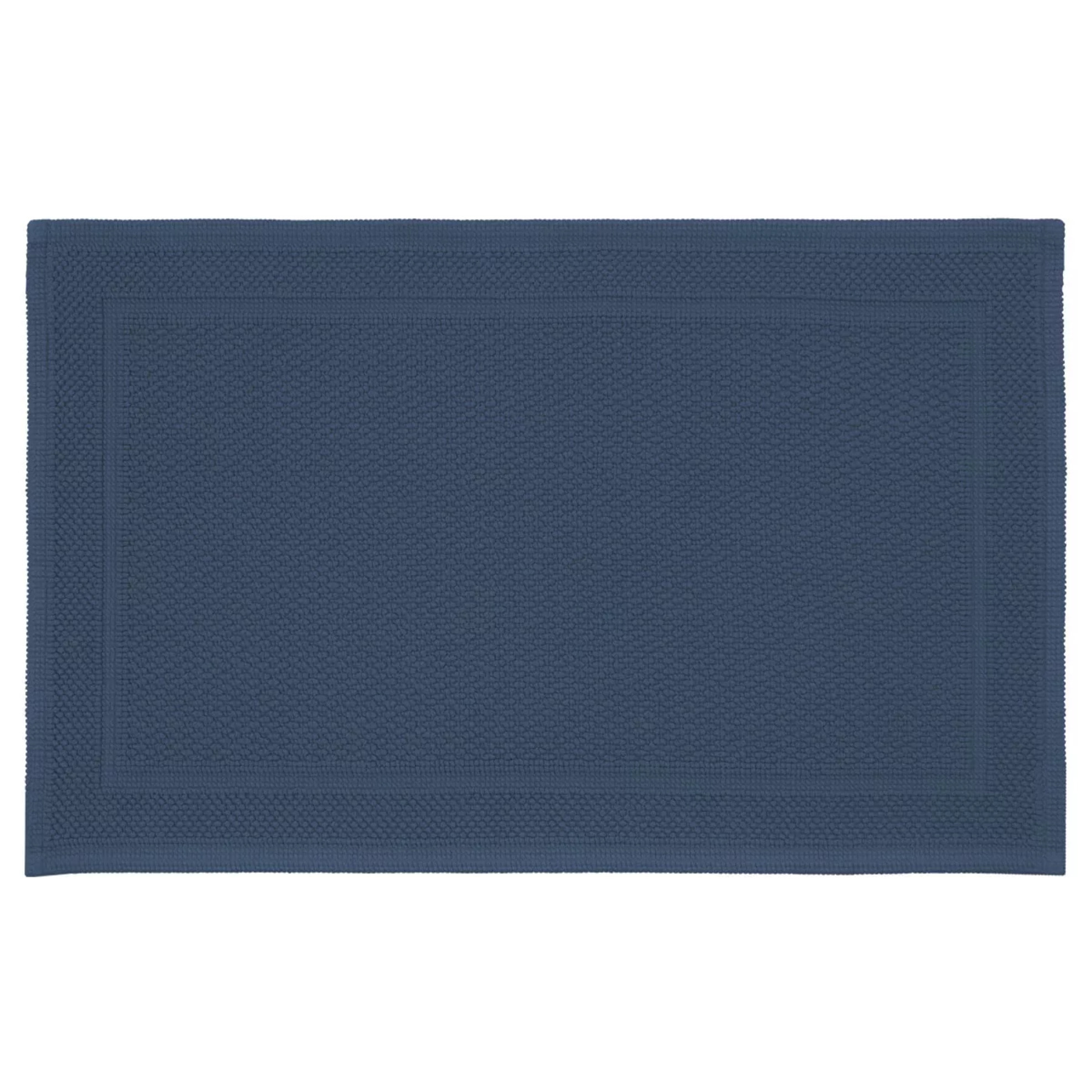 Tapis de bain pur coton 1700 g/m² uni bleu Antica navy