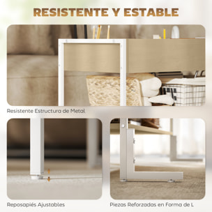 Mesa de Centro Elevable Mesa de Café con Cierre Suave Espacio Oculto de Almacenaje y Estante Abierto 95x40x59 cm Natural y Blanco