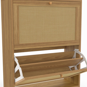 Meuble chaussures Erin 2 portes en cannage - 12 paires