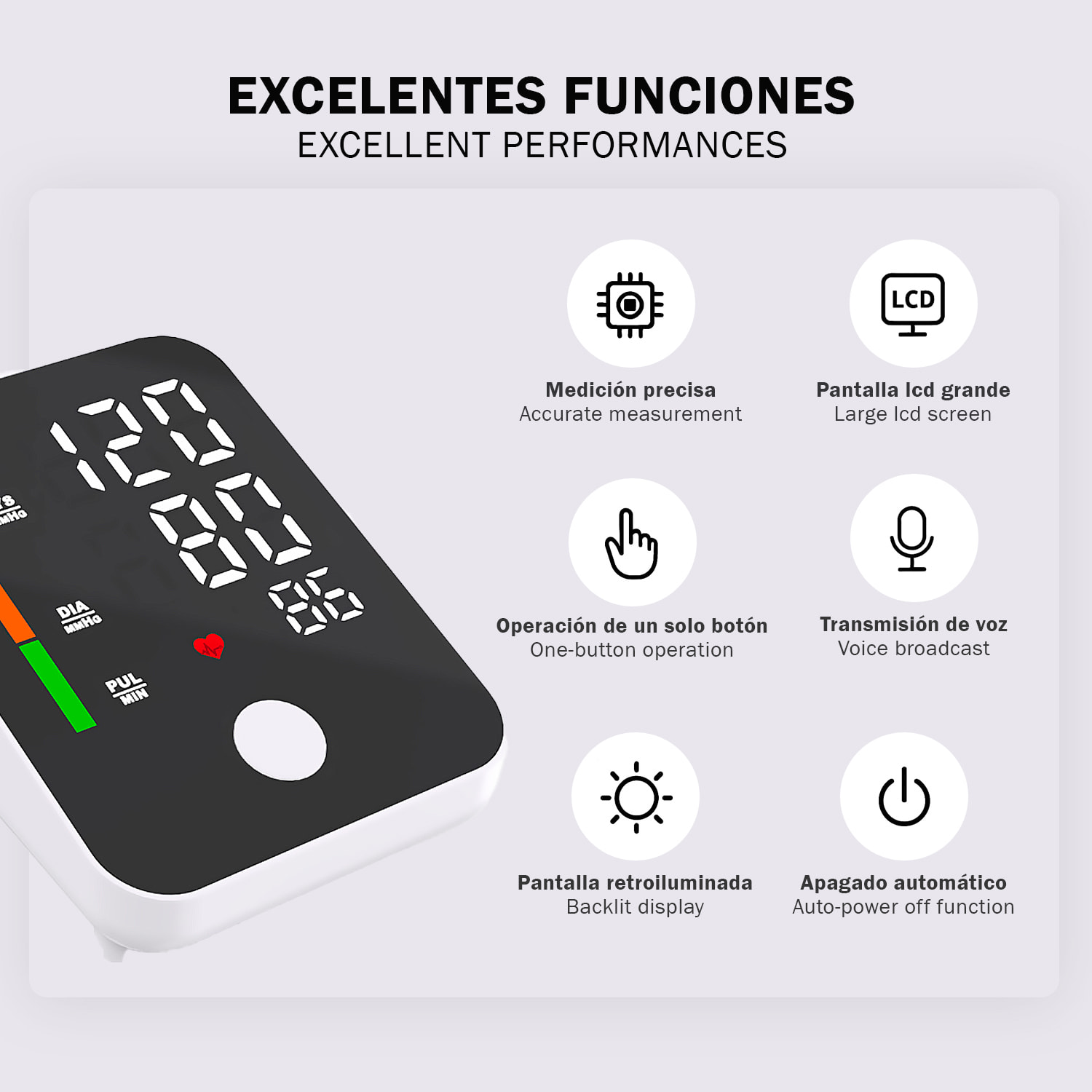 Tensiómetro electrónico JC801 con presurización inteligente y memoria de registros. Con pantalla digital y banda para brazo.