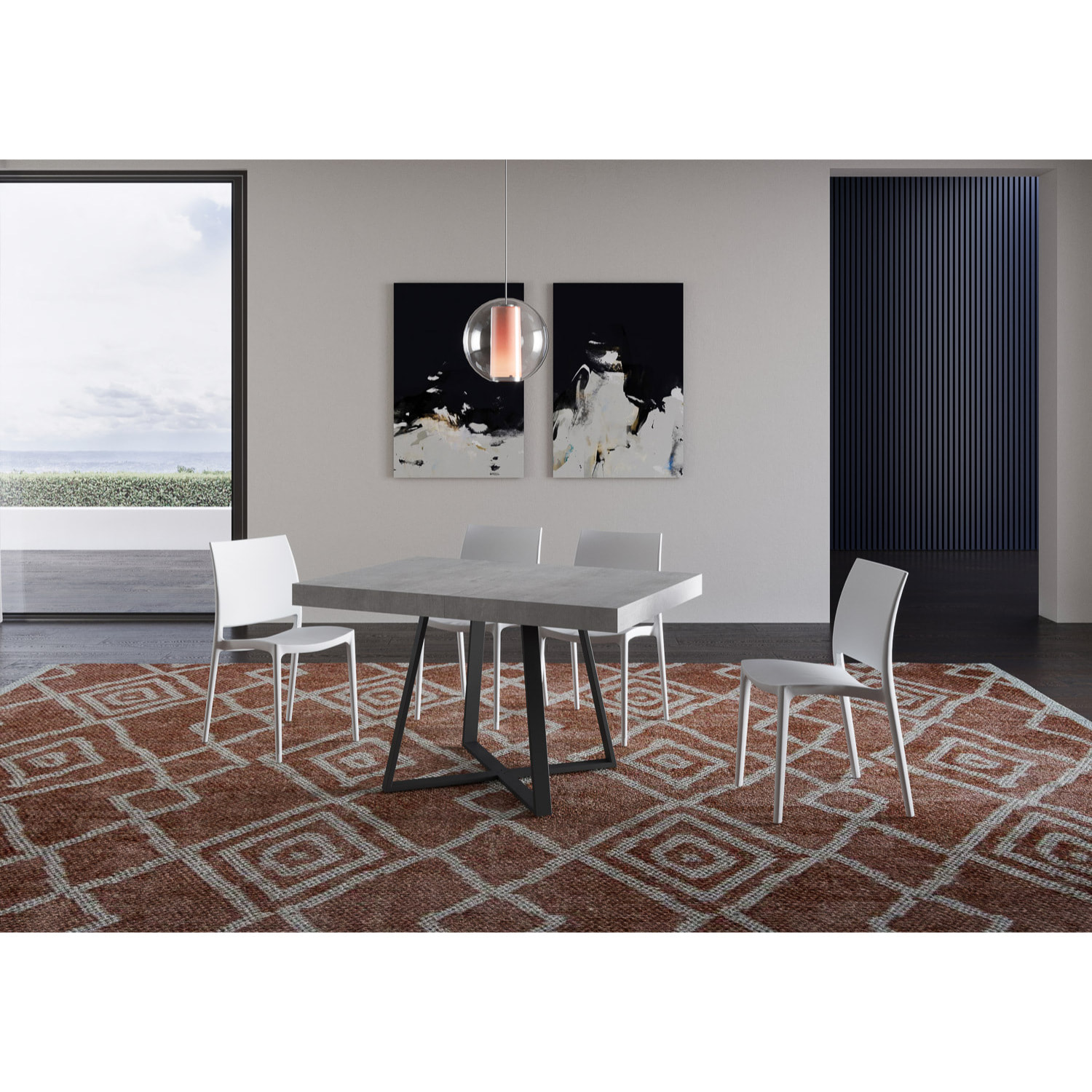 Tavolo allungabile 90x130/234 cm Abbraccio cemento gambe antracite