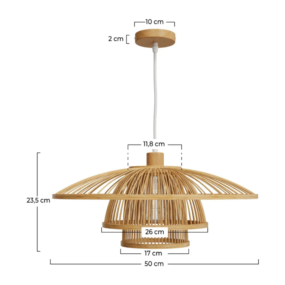 Suspension en bambou naturel et métal D50 cm - Mirabel