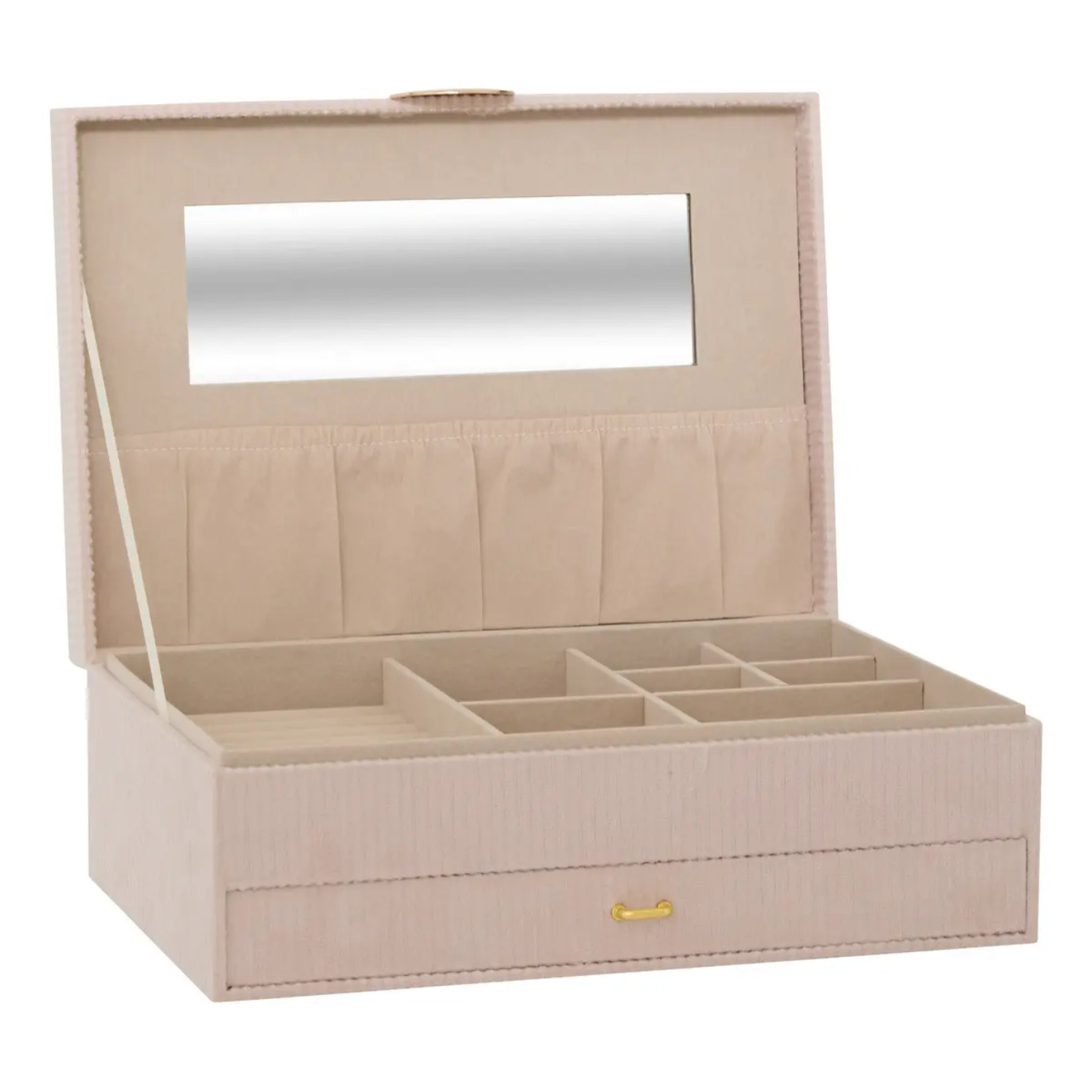 Boîte à bijoux Enya avec miroir 27,5x19x10cm beige