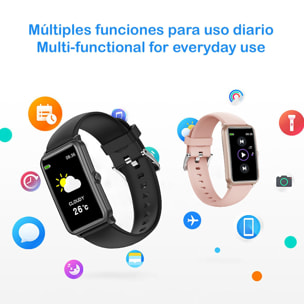 Brazalete inteligente H86B con monitor de tensión y cardiaco. Varios modos deportivos, sumergible, notificaciones de apps.