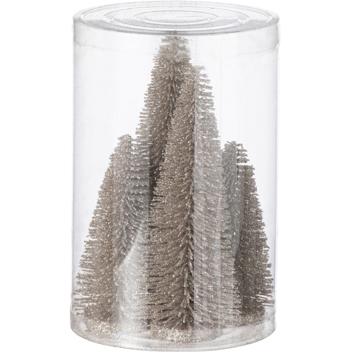 J-Line décoration Sapin De Noël Paillettes - plastique - greige - boîte de 4