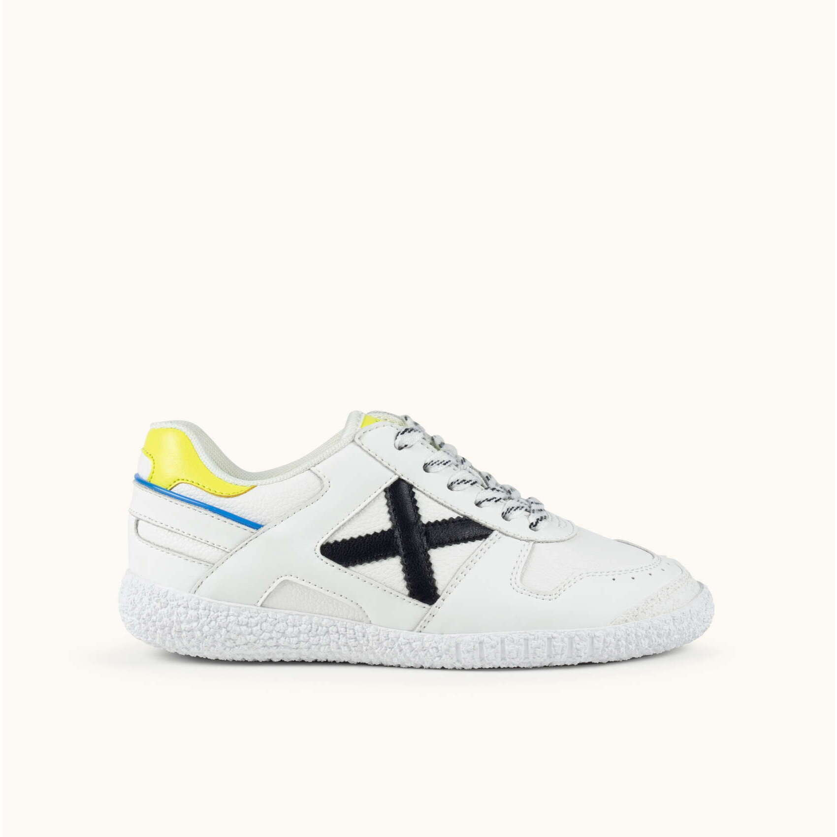 Zapatilla Infantil de Estilo Retro Blanco y Amarillo MUNICH MINI GOAL 1630