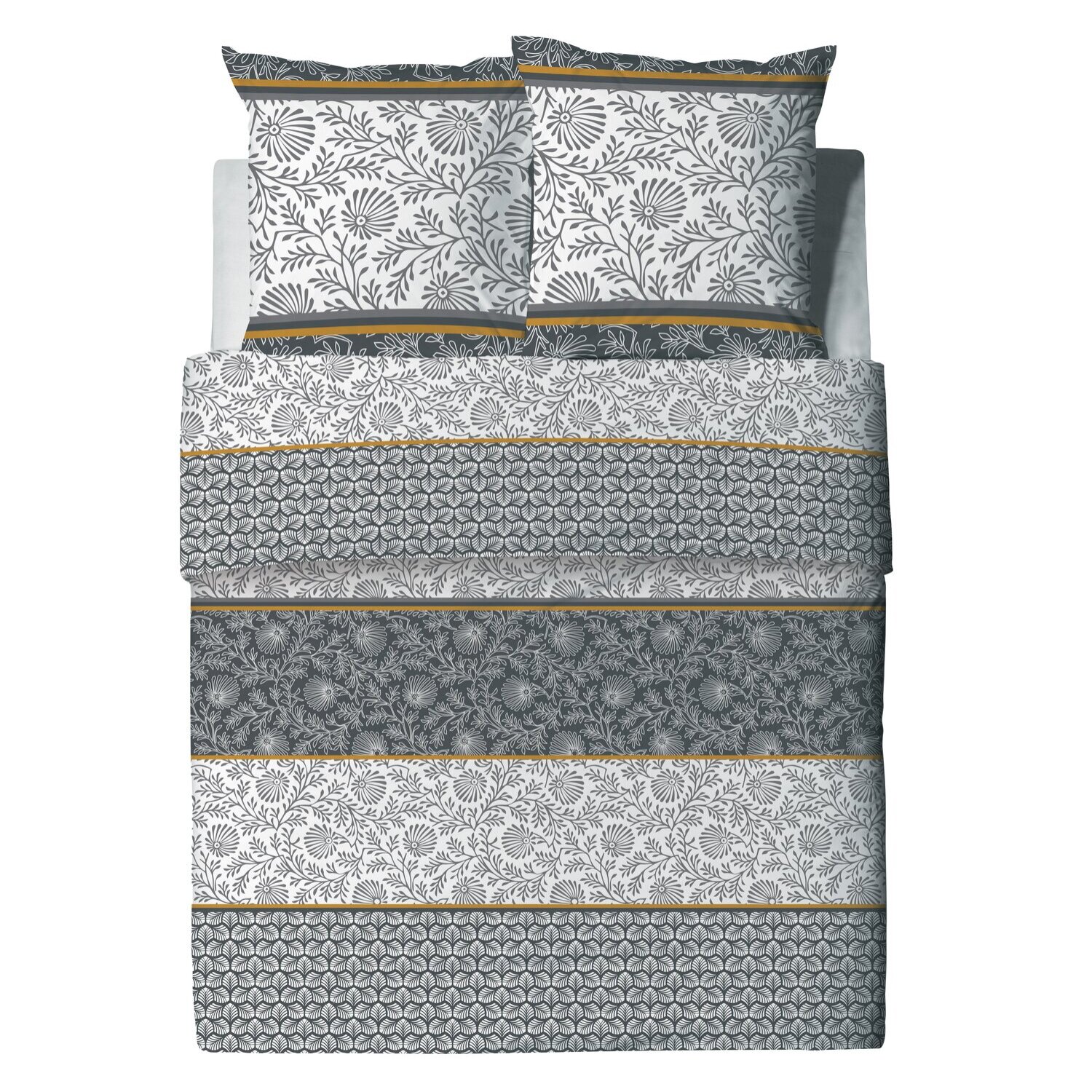 Parure de couette 3pcs 100% coton 57 fils/cm2 - jaune gold