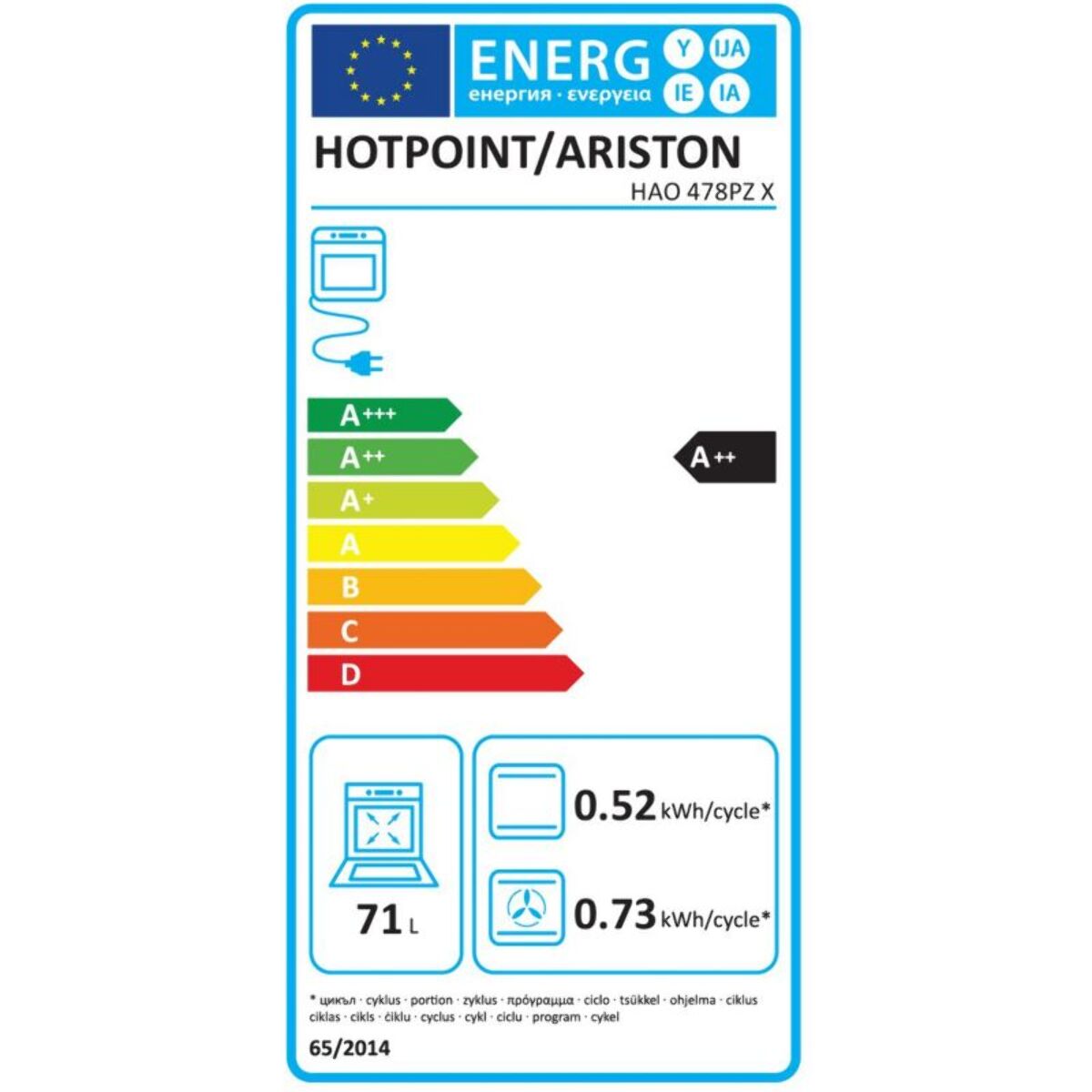 Four encastrable HOTPOINT HAO478PZX grillades