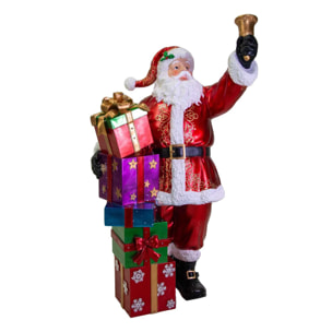 Babbo natale in resina con regali e led rosso cm90x60h152