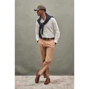 Camisa blanca de corte slim y cuello italiano con logo Polo Club