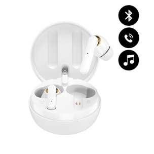 Ecouteurs Bluetooth intra-auriculaires Blanc et Doré