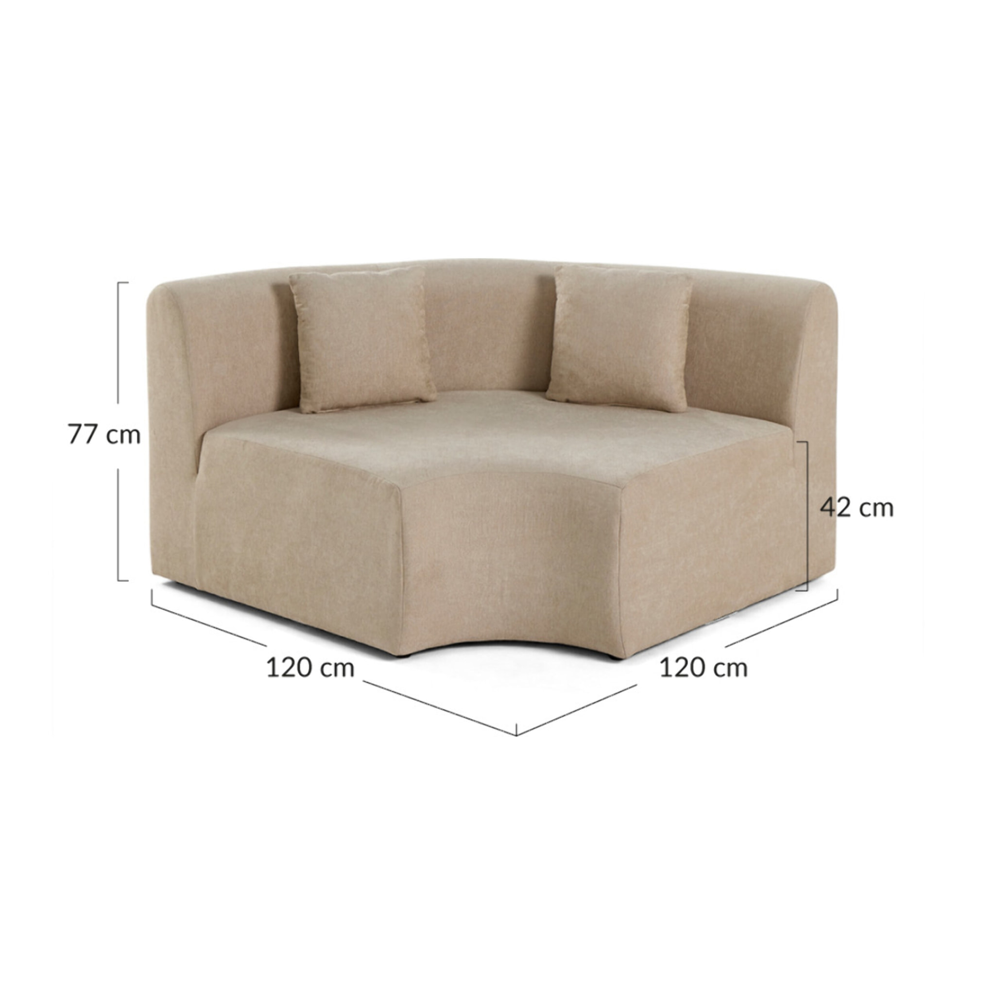 Ikare - module d'assise d'angle réversible - en tissu - Bleu