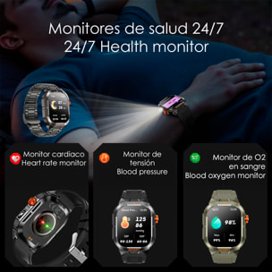 Smartwatch D16 con corona multifunzione intelligente, oltre 100 modalità sportive, monitoraggio della salute e torcia.