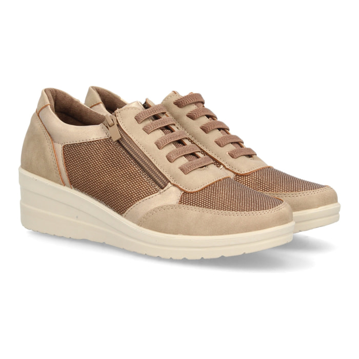 Zapatillas de cuña con cremallera lateral para mujer