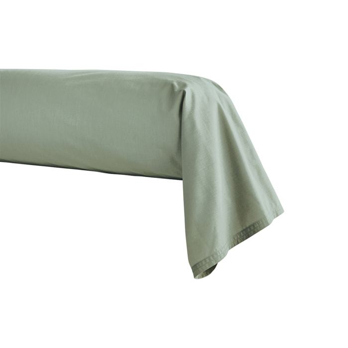 Taie de traversin uni en percale de coton, PREMIÈRE, Vert sauge