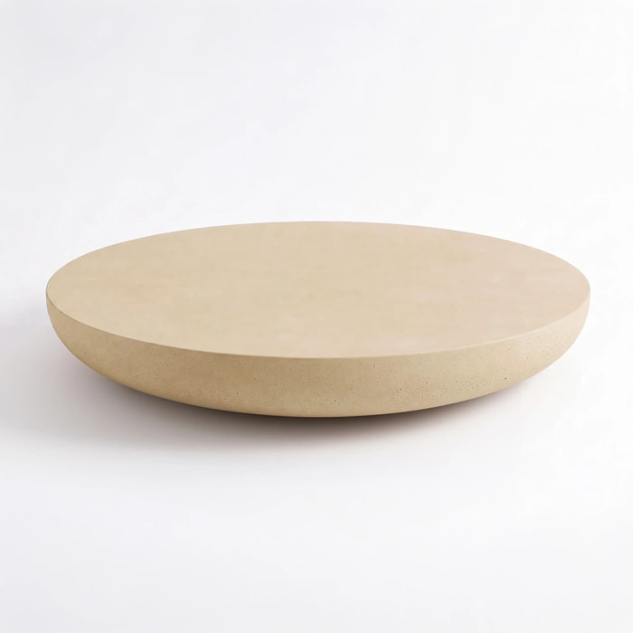 Table basse ronde beige en fibre d'argile effet béton D100 cm - Milos
