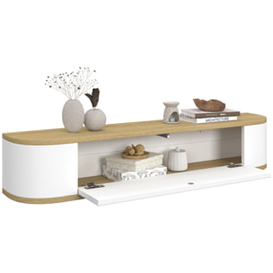 Console suspendue Elora 1 porte effet hêtre et blanc