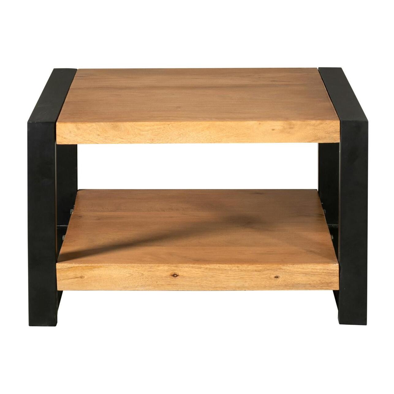 Table basse carrée bois métal MILORA