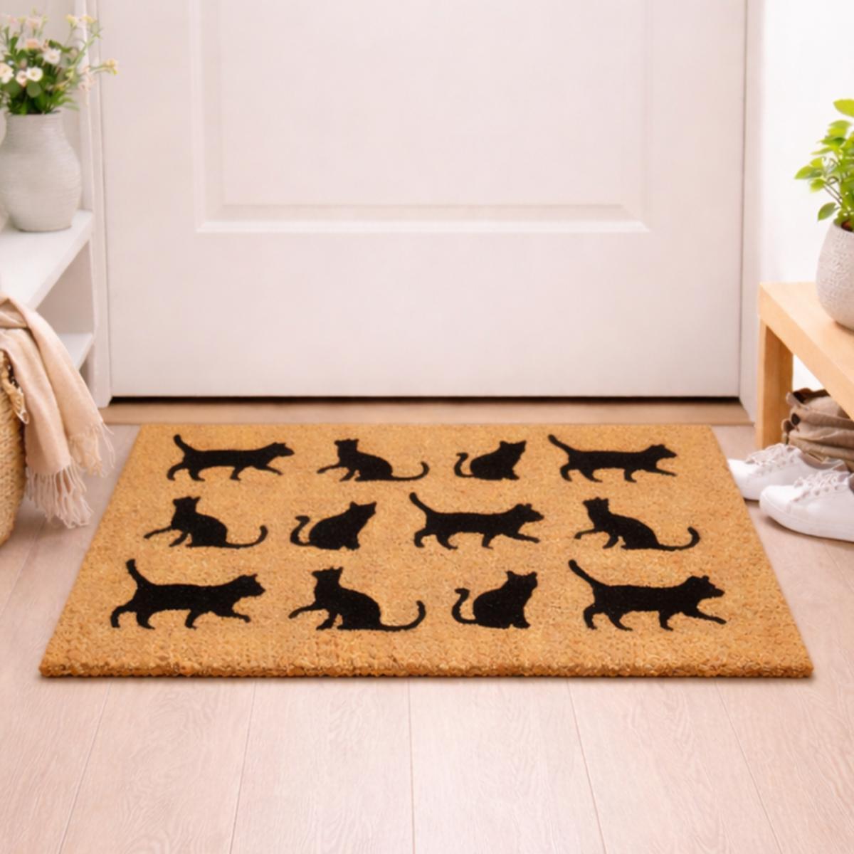 Paillasson motif animaux en relief, fibres naturelles tissées, PARADE