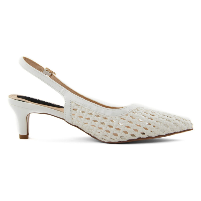 Slingback Donna colore Bianco-Altezza tacco:6cm