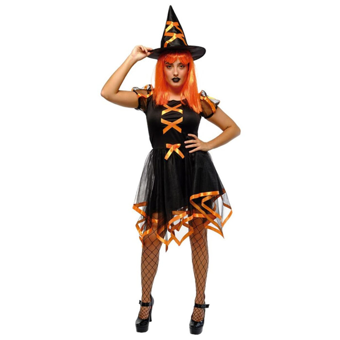 DISFRAZ BRUJA CUCA NEON NARANJA AD