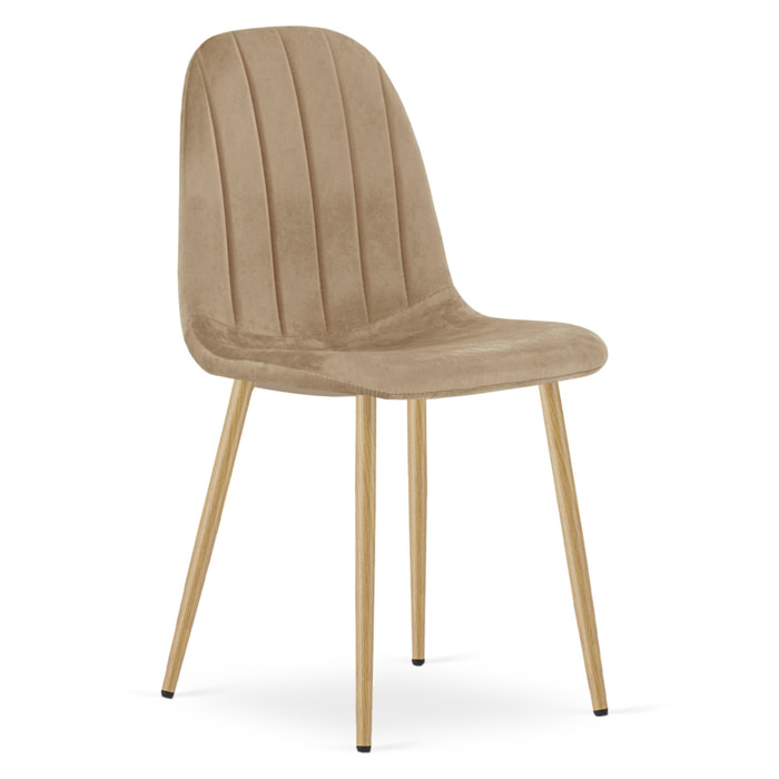 Set di 2 sedie Padva in velluto marrone e gambe effetto rovere