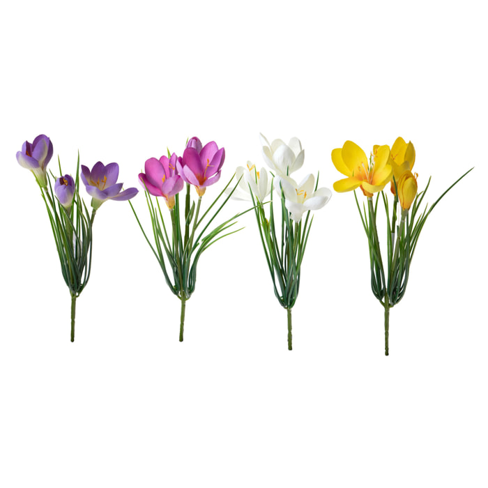 Crocus per 3 altezza 30 Cm - Pezzi 12 - 13X30X10cm - Colore: Multicolore - Bianchi Dino - Fiori Artificiali