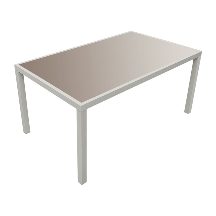 Salon de jardin BERGAMO en textilène taupe 6 places - aluminium taupe