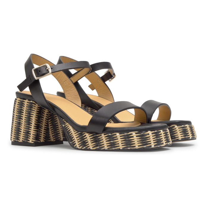 Sandalia Voramar con tacón en rafia 7 cm