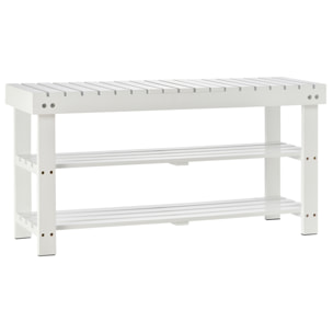 Banc à chaussures - 2 étagères, petit coffre de rangement - dim. 90 x 29 x 45 cm - MDF bois blanc